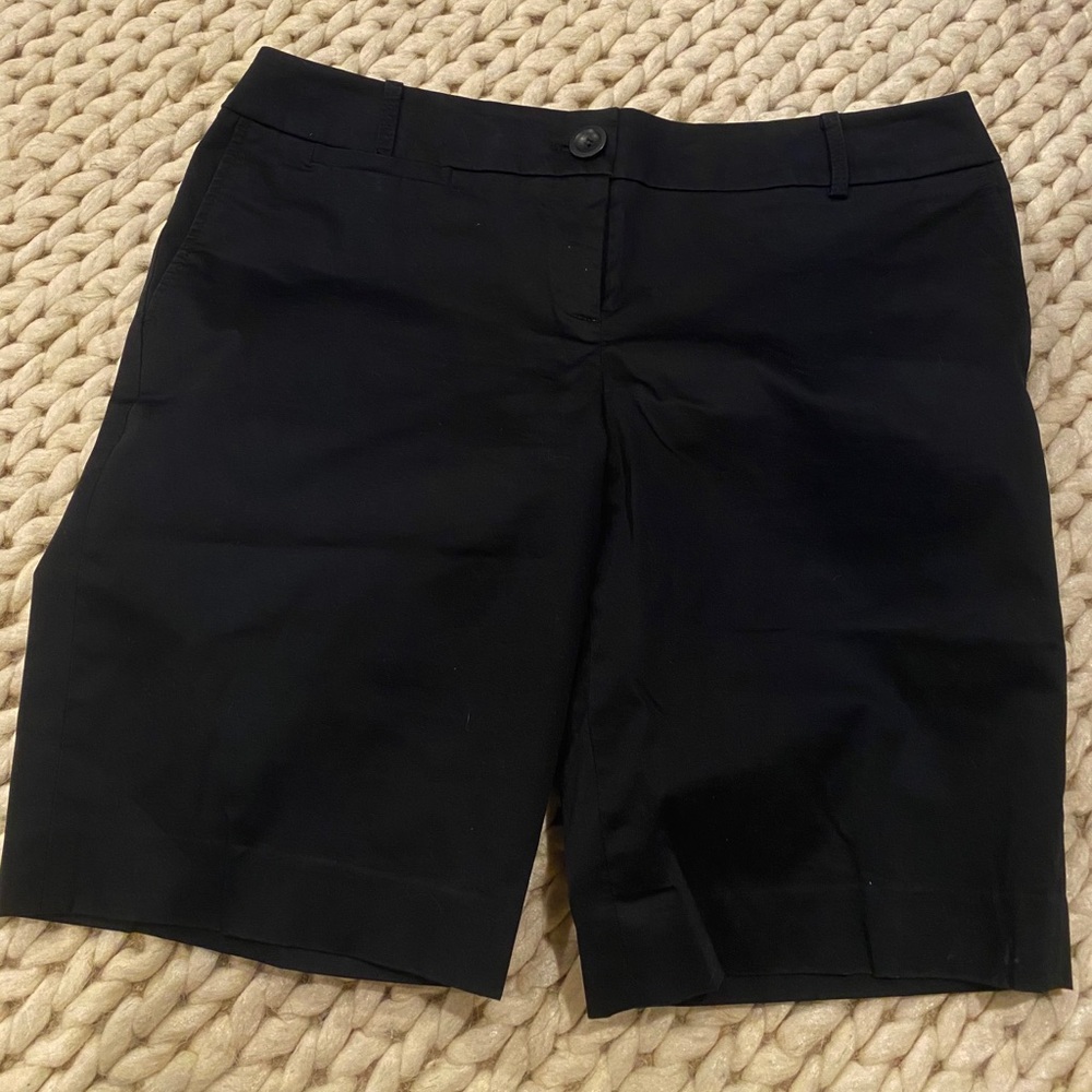 Ann Taylor Loft Black Bermuda Slack Shorts